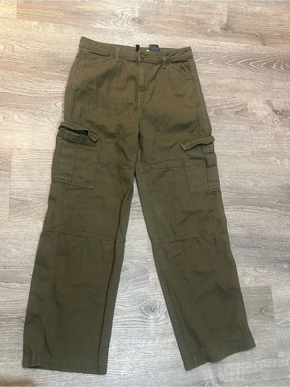 H&M Women’s Olive Green Cargo Utility Pants Size 6 US Y2K Style Straight Le